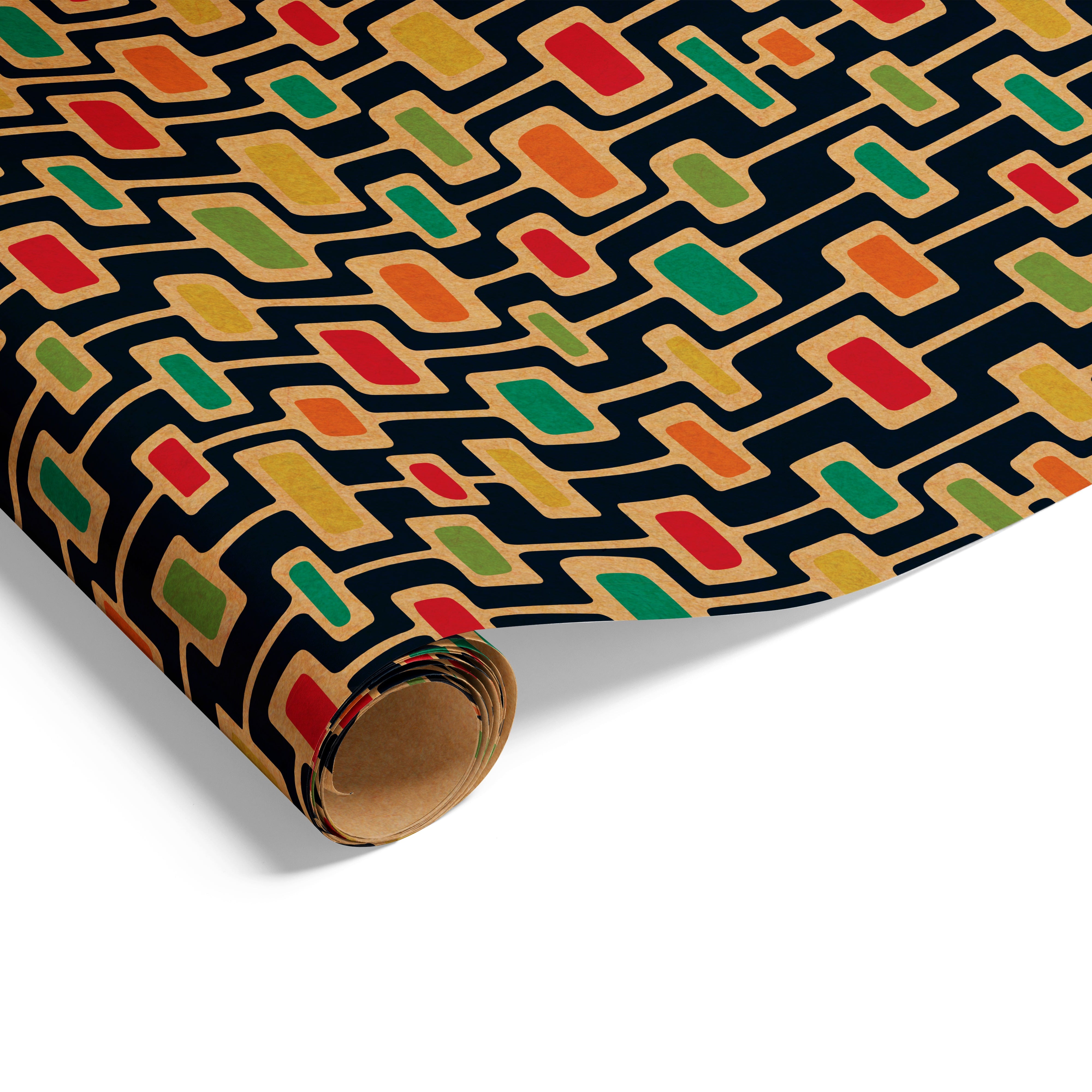 Retro Beads on Kraft Wrap Navy