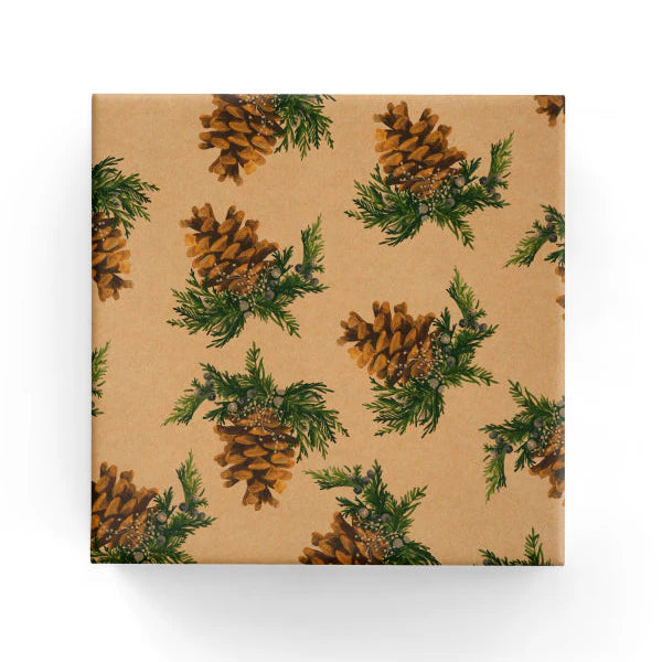 Forest Pinecones on Kraft Wrap