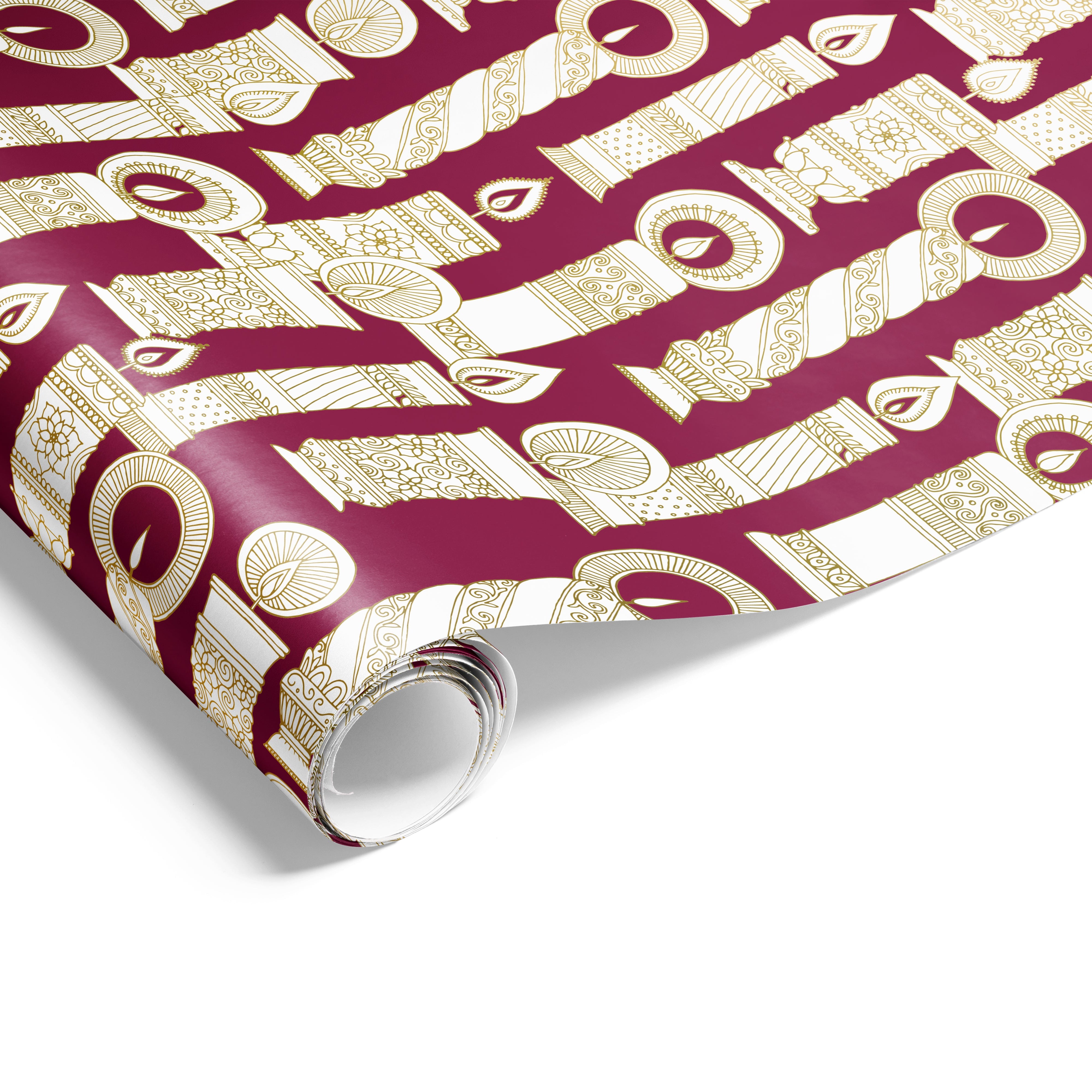 Vintage Candles Wrap Gold Burgundy