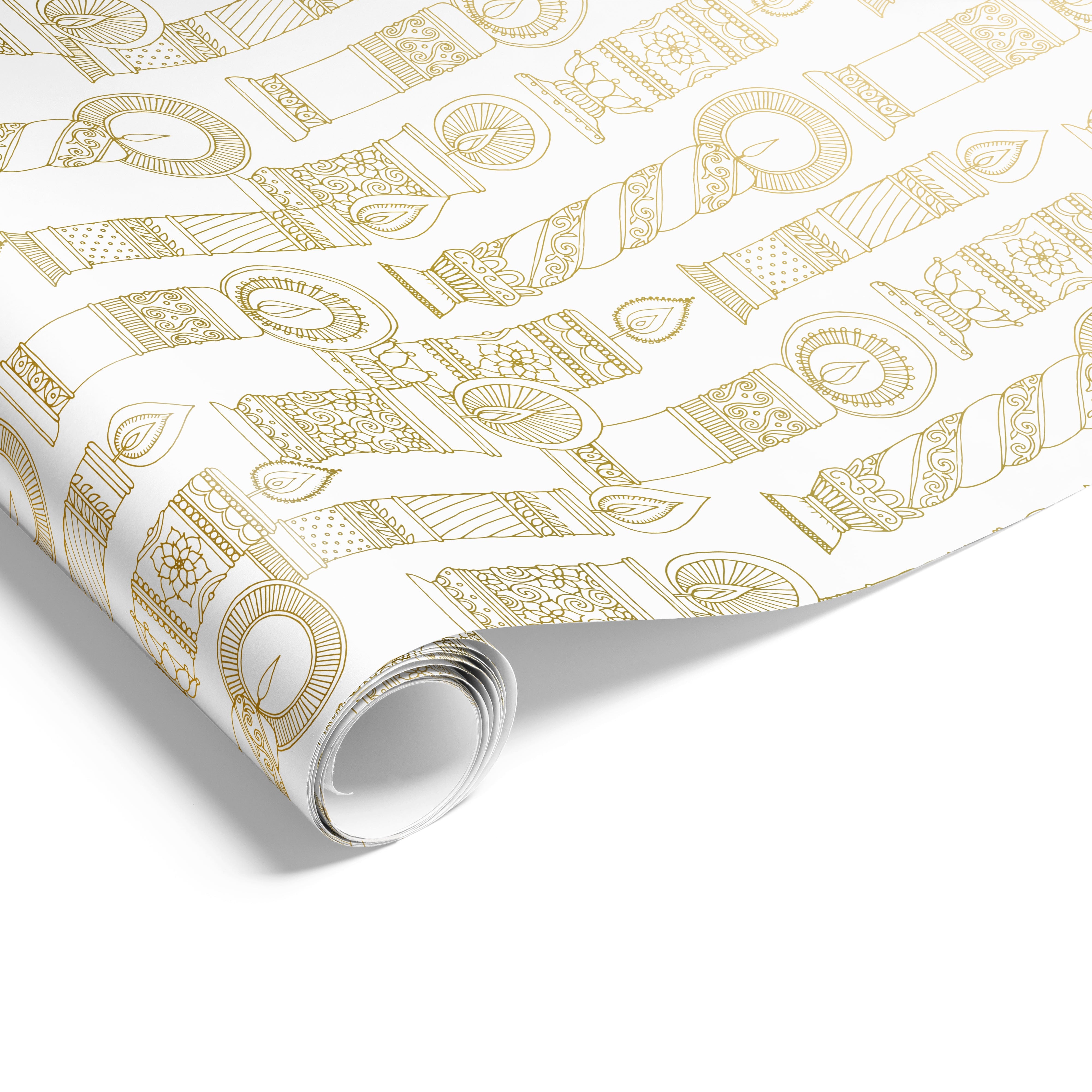 Vintage Candles Wrap Gold on White