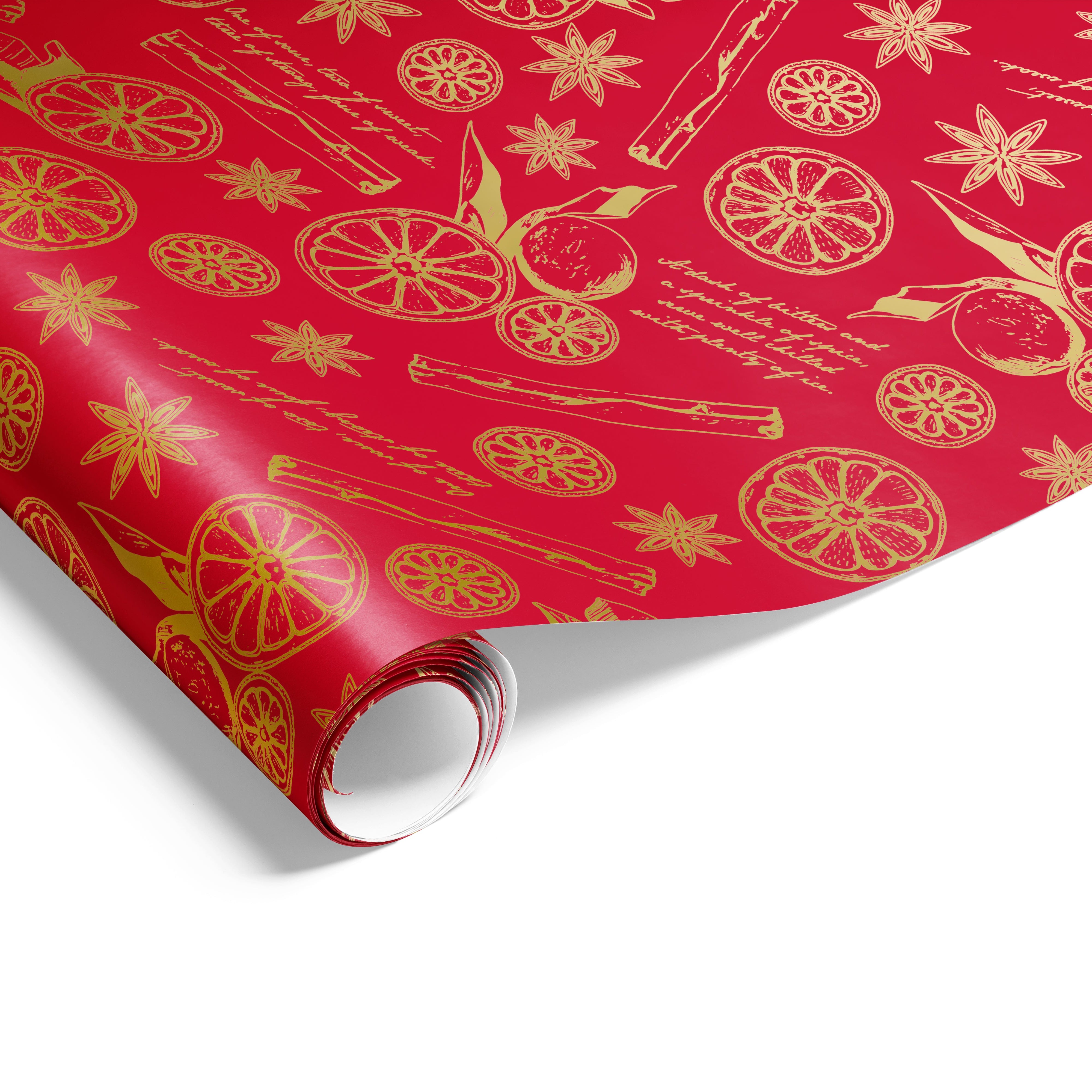 Xmas Punch Wrap Rich Red Gold
