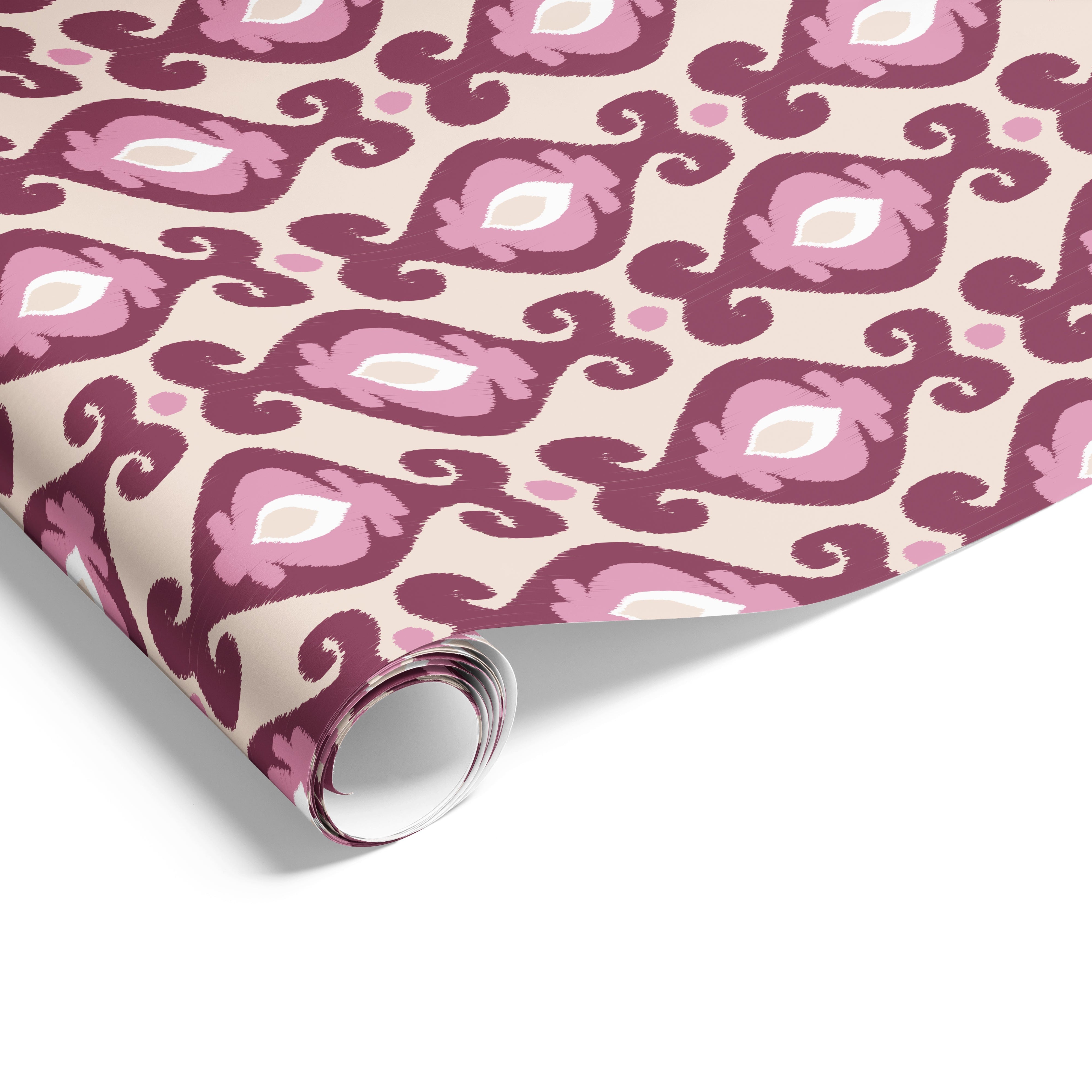 Ikat on Matte Beige Burgundy