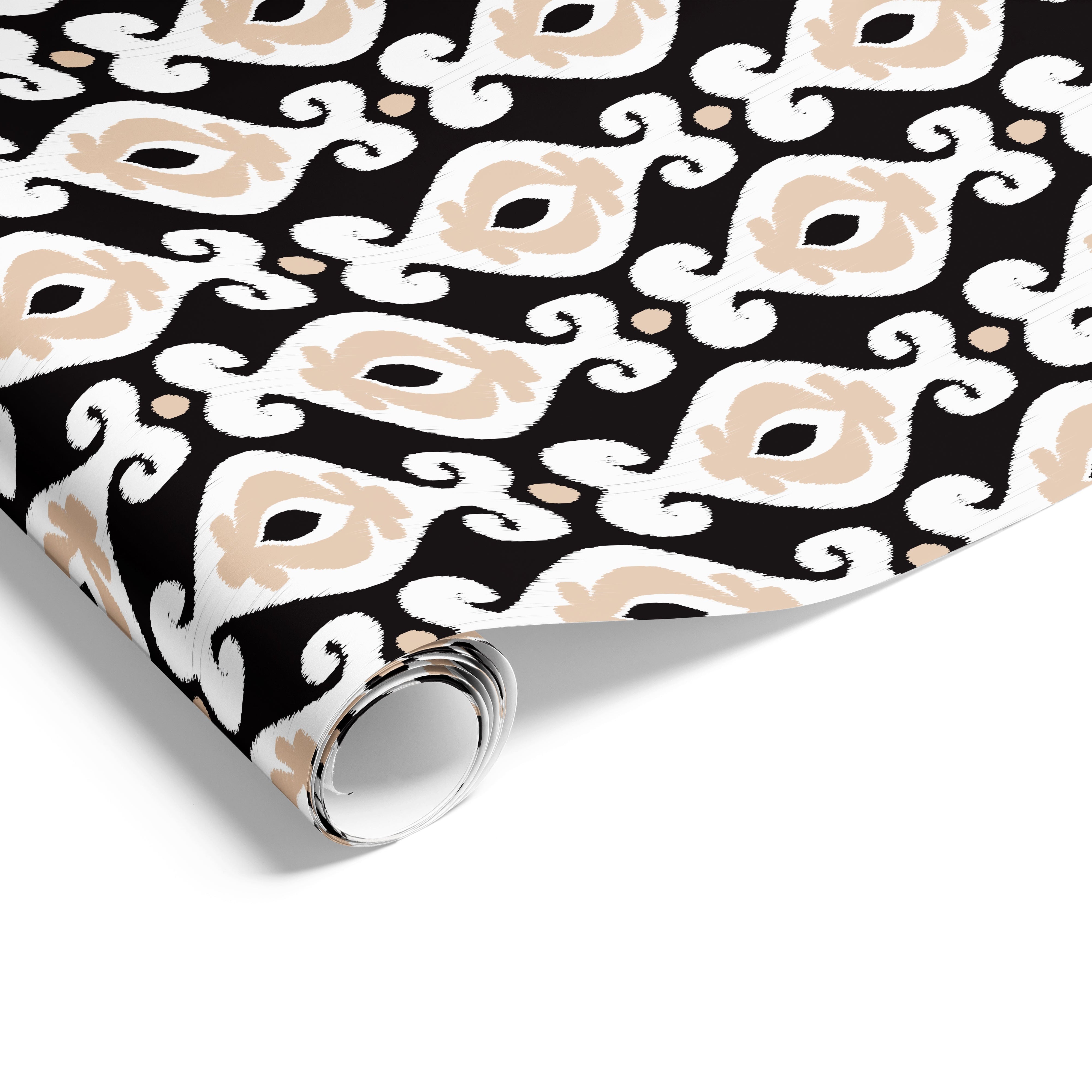 Ikat on Matte Black Beige