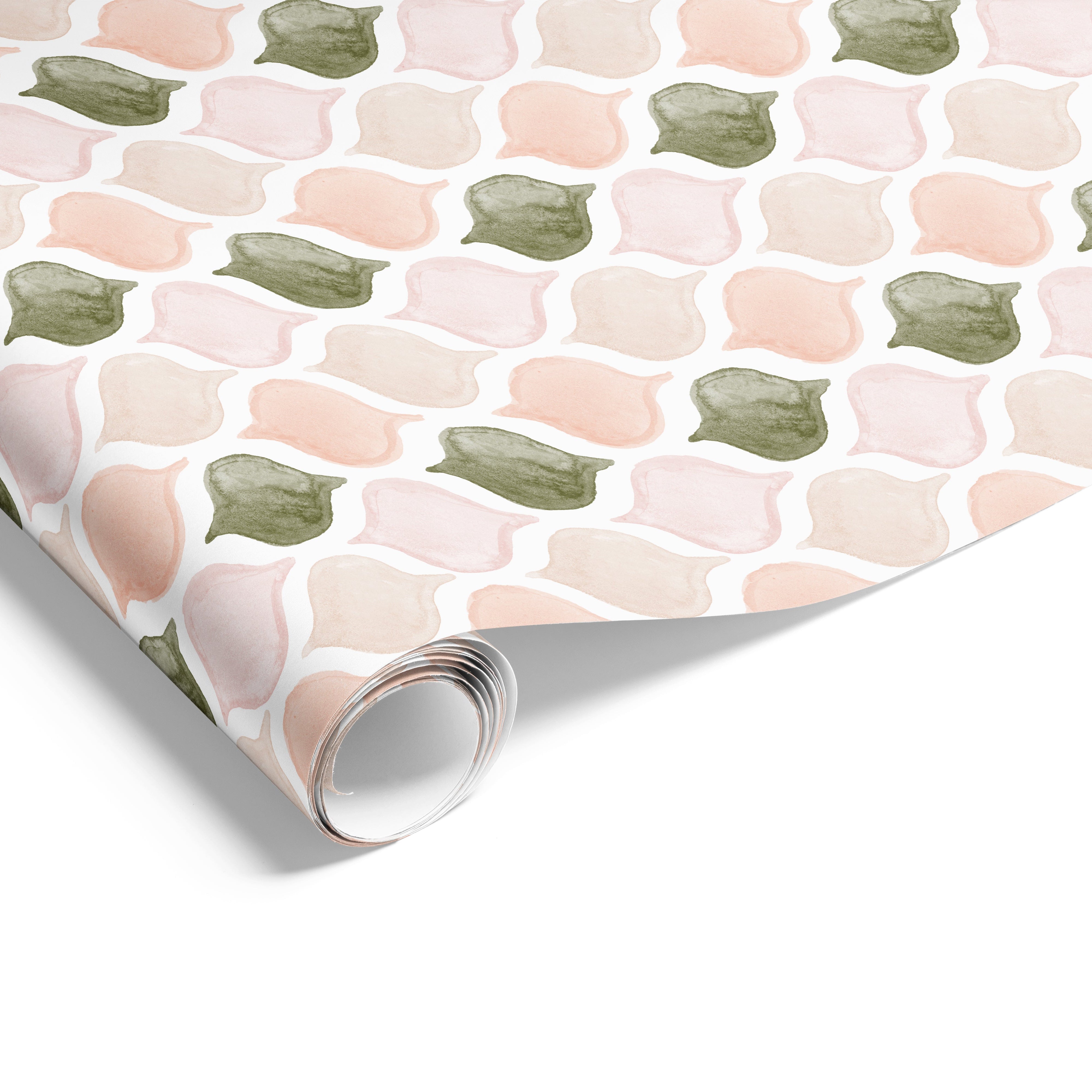 Ogee Fresco on Matte Olive Pink