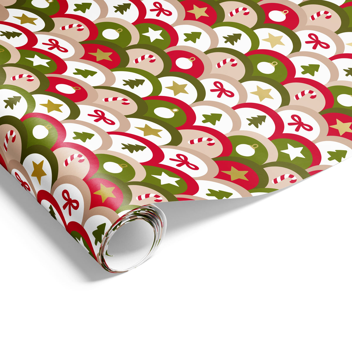 Festive Scallop Wrap DkRed Olive