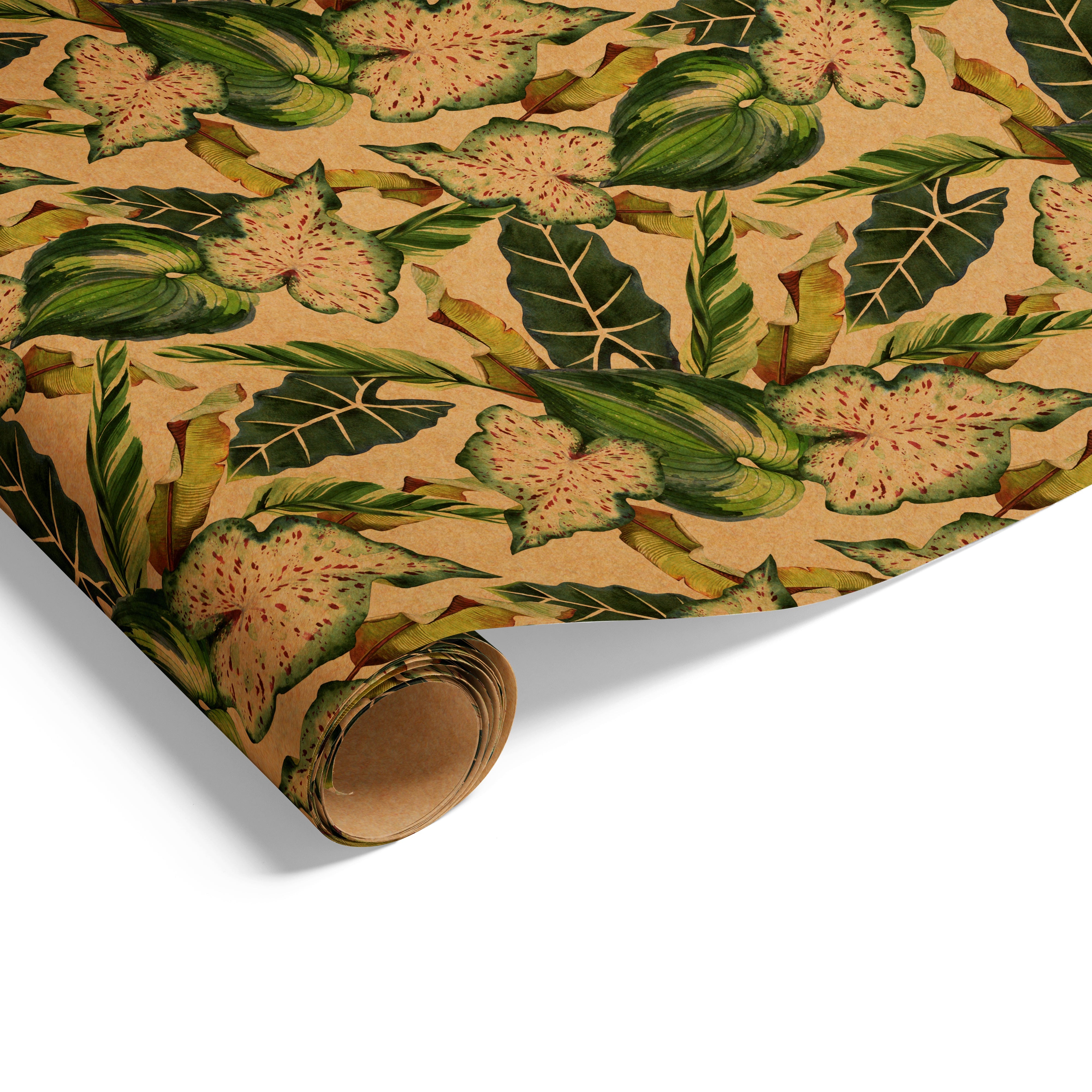 60cm Exotic Leaves on Kraft Wrap