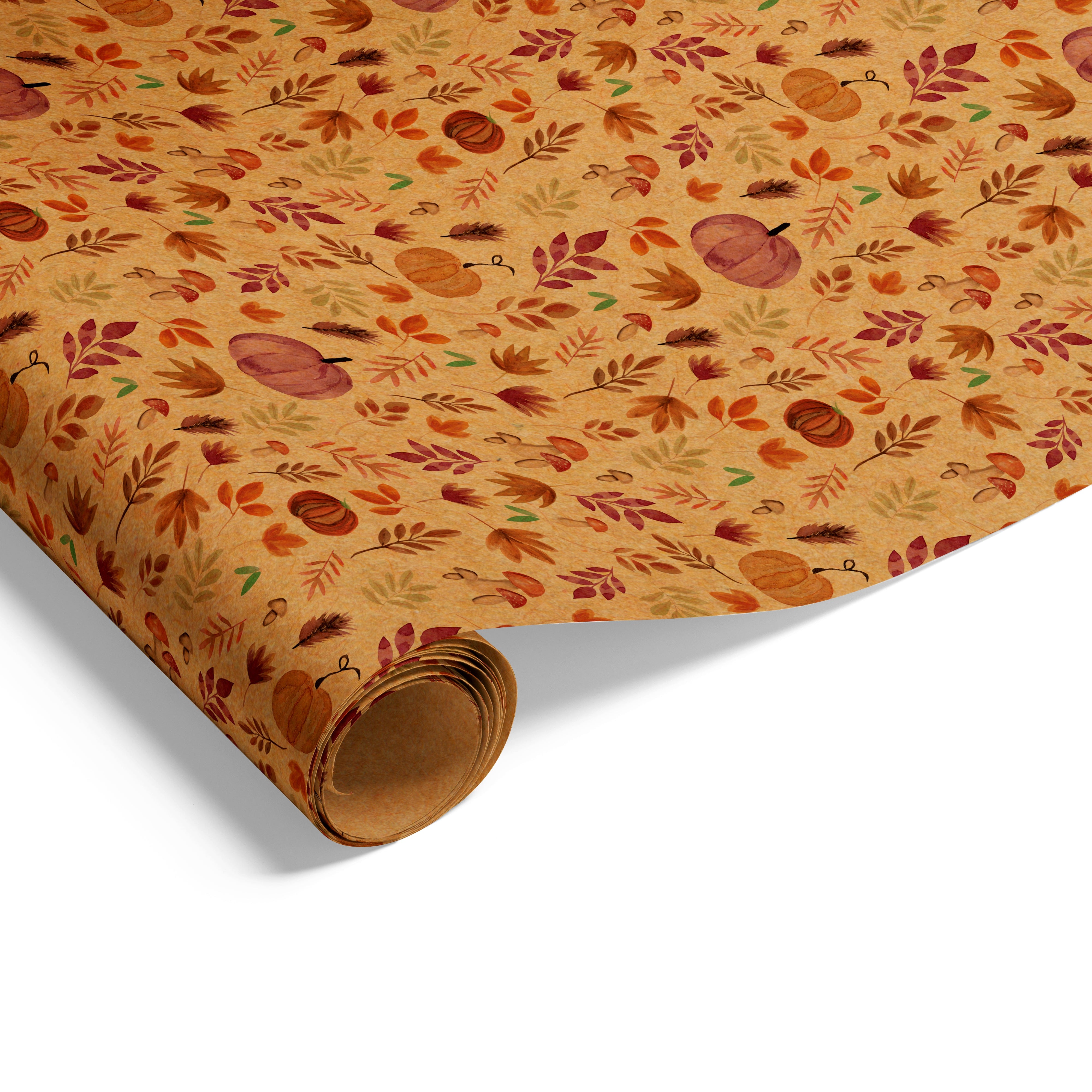 60cm Pumpkin Harvest on Kraft Wrap