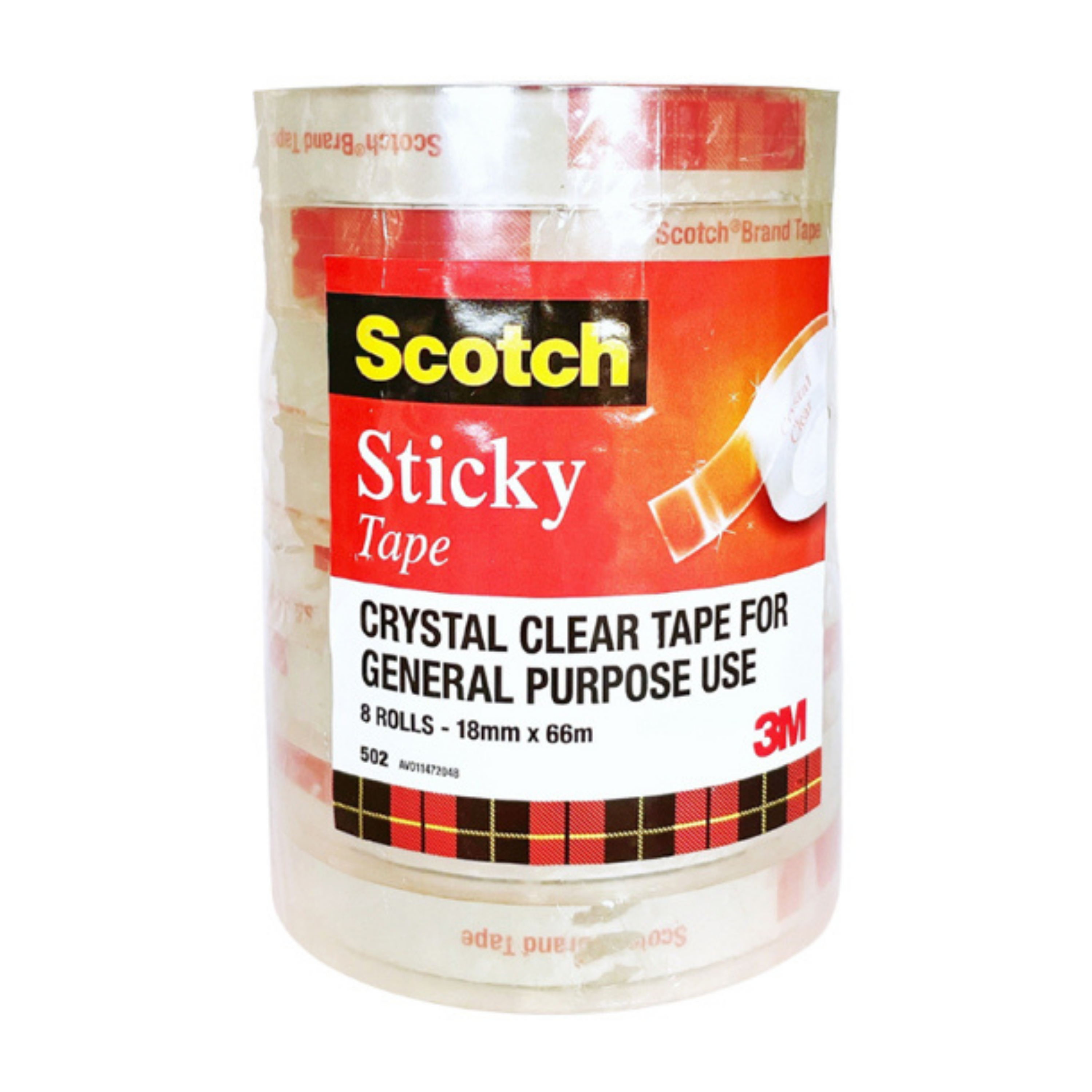 Scotch Tape - Pack of 8 - 18mm x 66mtr Clear Tape