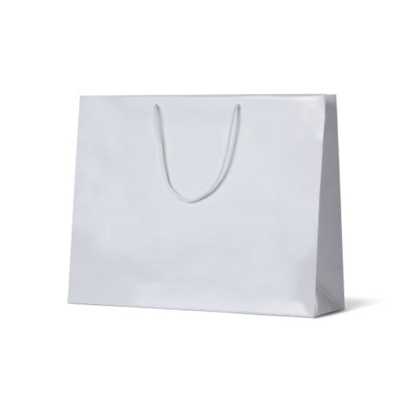 Laminated Gloss Galleria White Paper Bag - 50/ctn