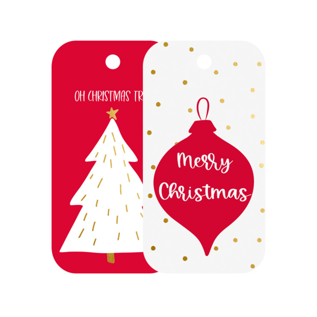 Gift Tag Tree & Bauble Red Gold Set - 20/pack
