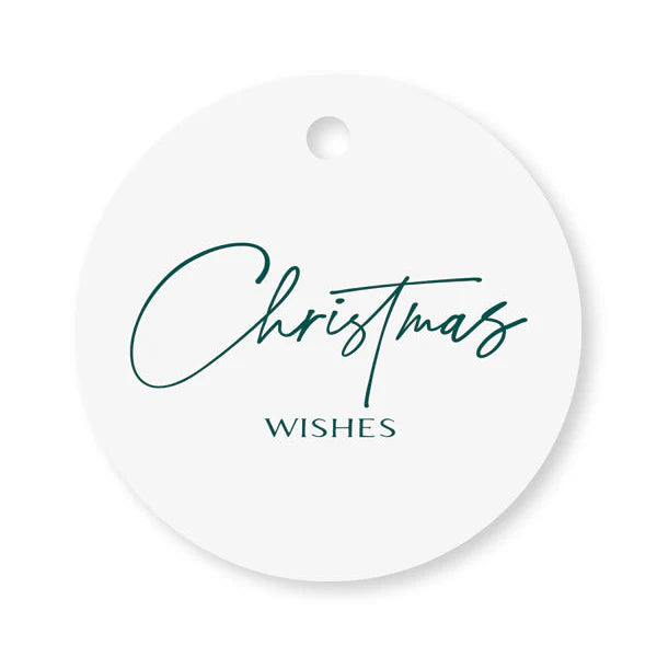 Gift Tag Christmas Wishes Hunter Green - 20/pack