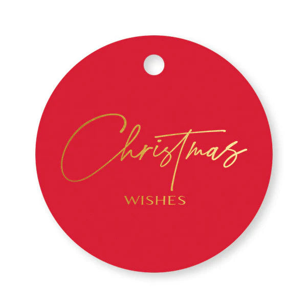 Gift Tag Christmas Wishes Red Gold - 20/pack
