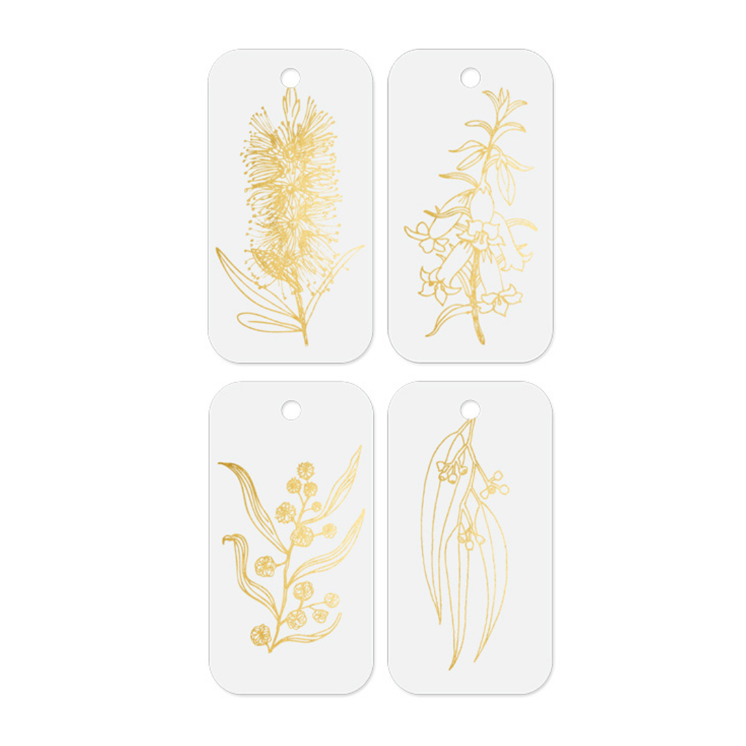 Gift Tag Botanical 4 White - 20/pack