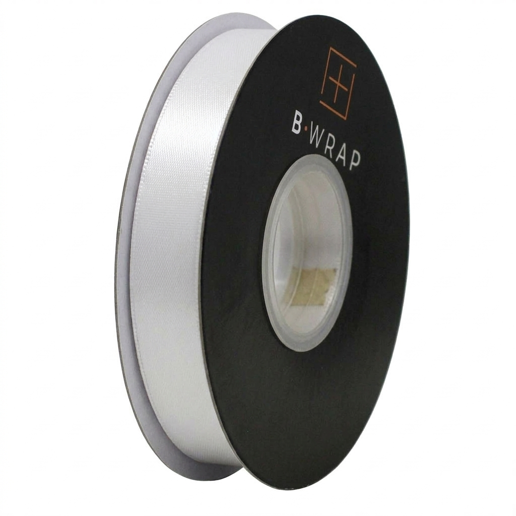 Double Sided Satin 25mm X 30mtrs White