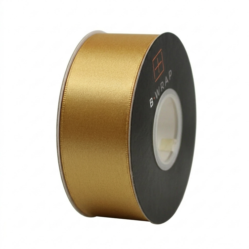 Double Sided Satin 38mm X 30mtrs Gold