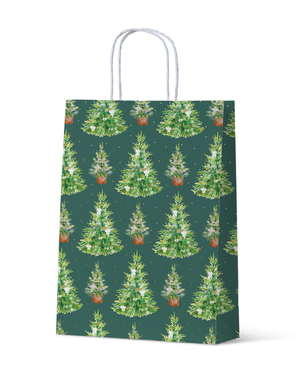 Watercolour Xmas Trees Medium - 100/ctn