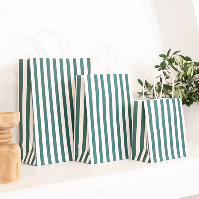 Cafe Striped Kraft Bags