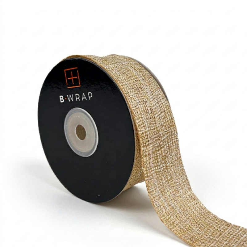 Woven Cut Edge Natural Gold Ribbon