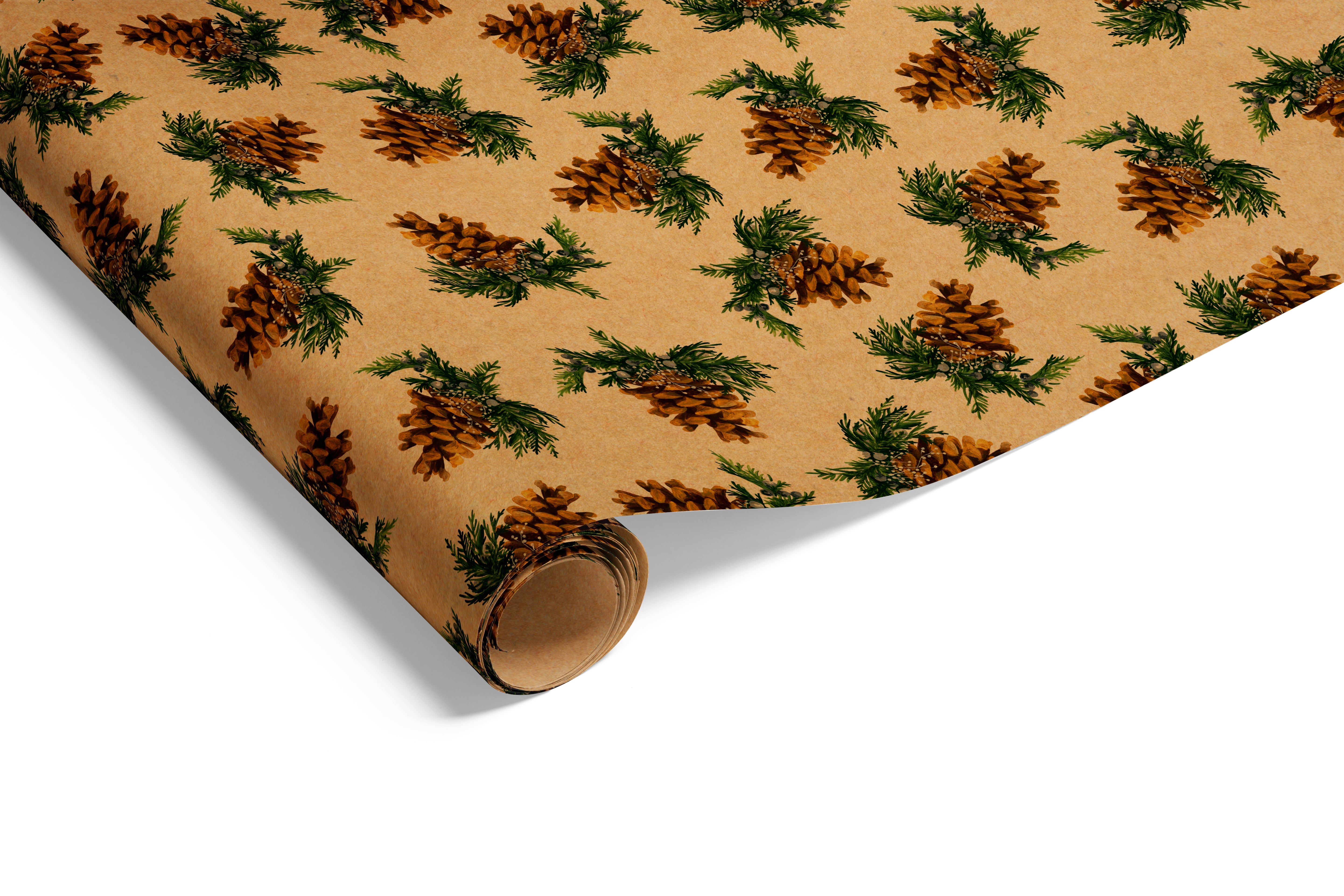 Forest Pinecones on Kraft Wrap
