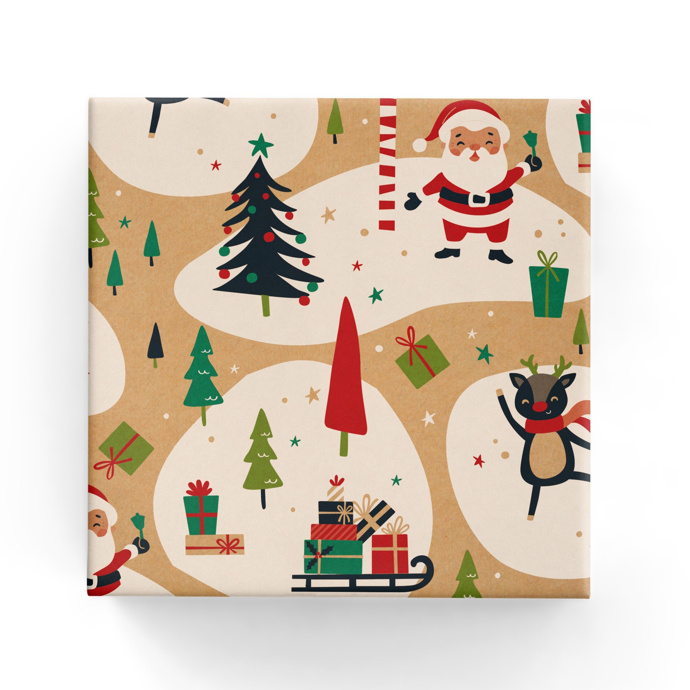 Happy Santa on Kraft Wrap