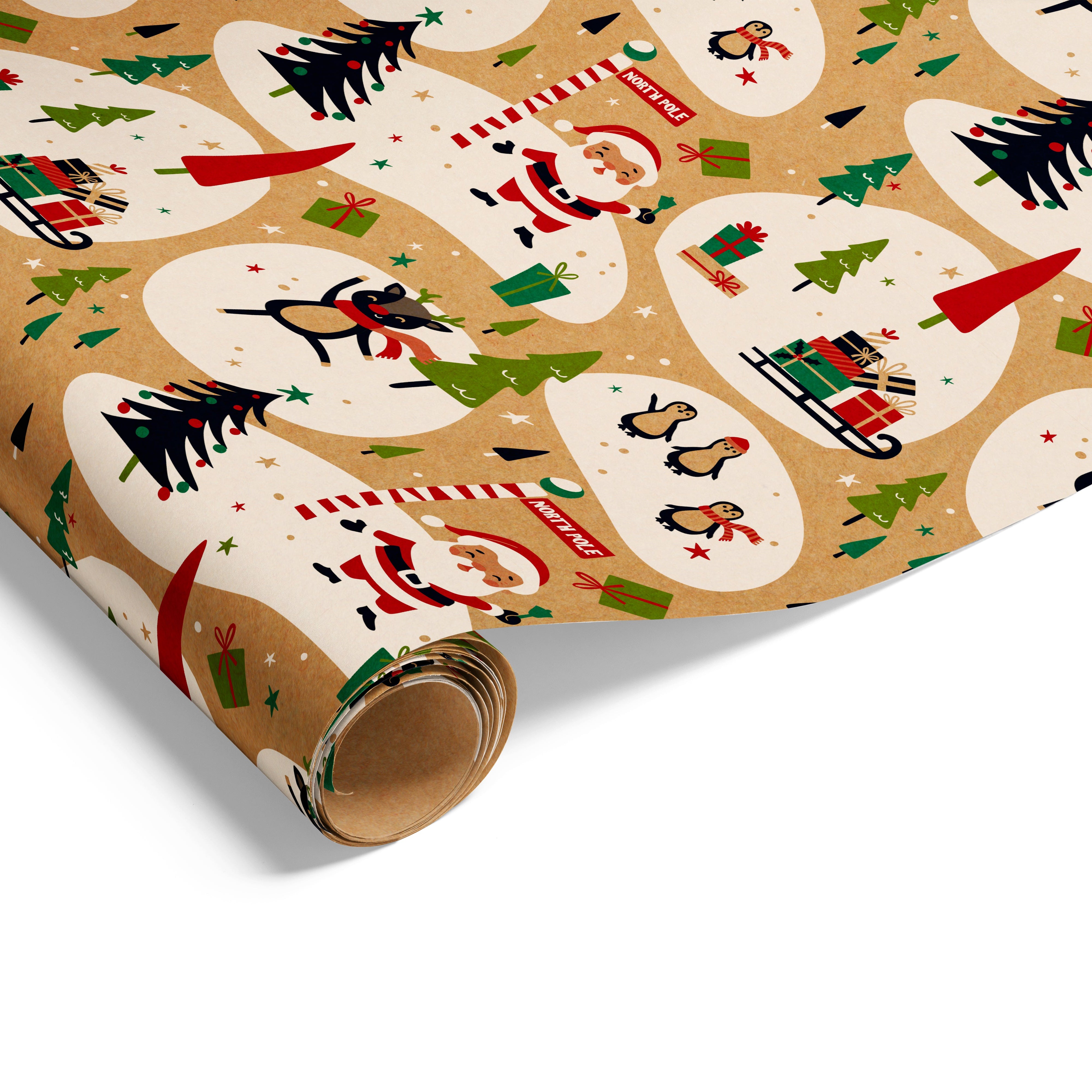Happy Santa on Kraft Wrap