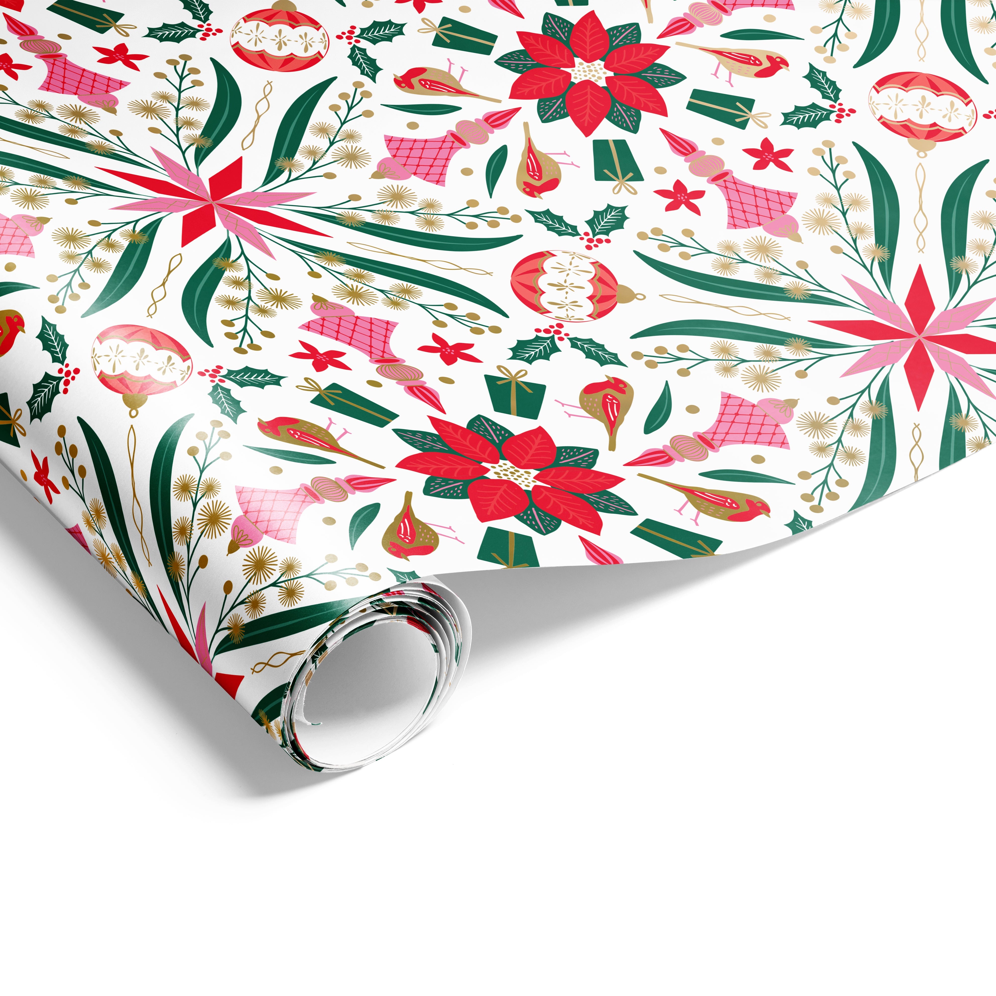 Xmas Mandala Wattle Wrap Pink Red Green Gold