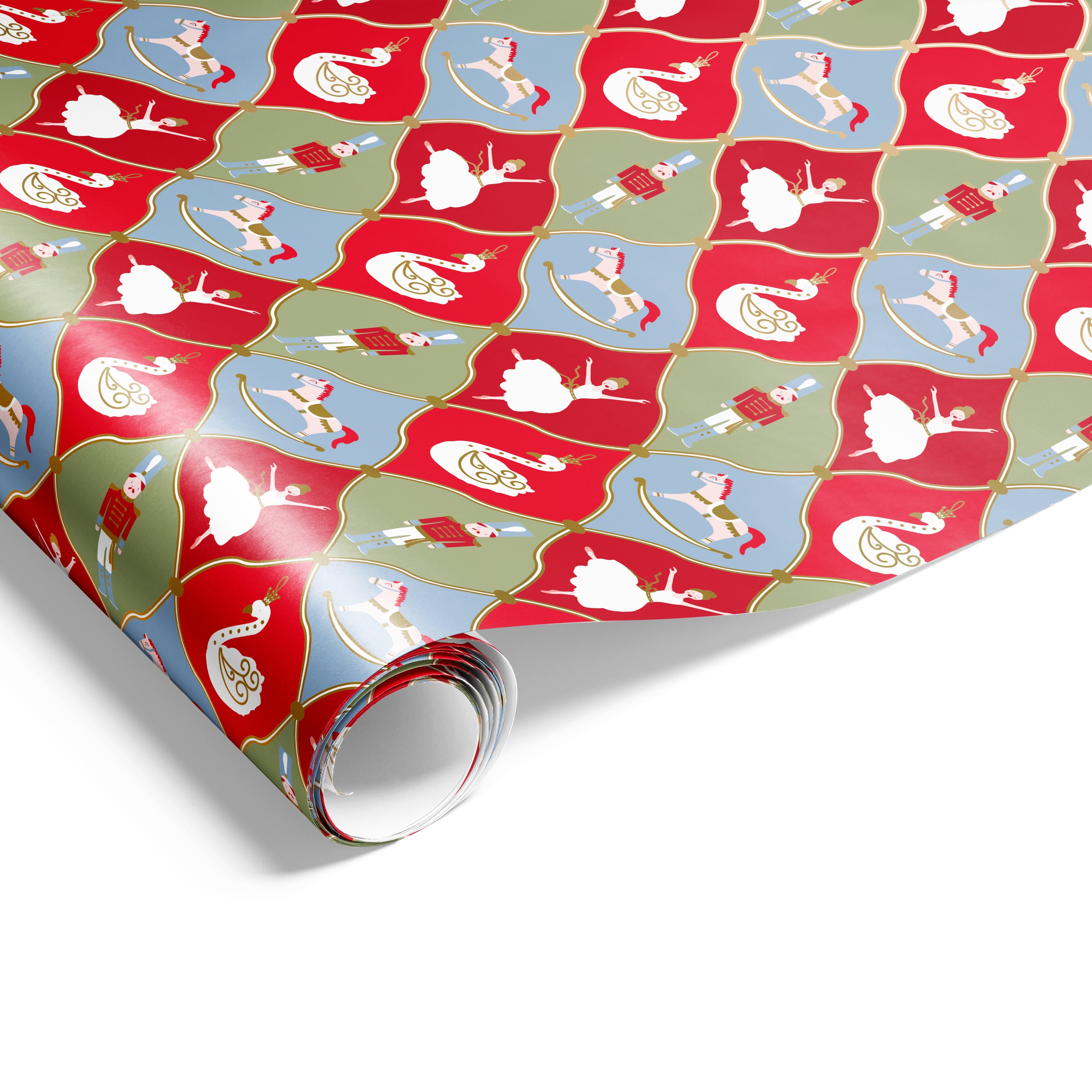Xmas Ornaments Wrap Blue Pistachio Red