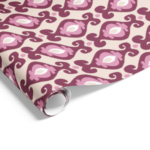 Ikat on Matte Beige Burgundy
