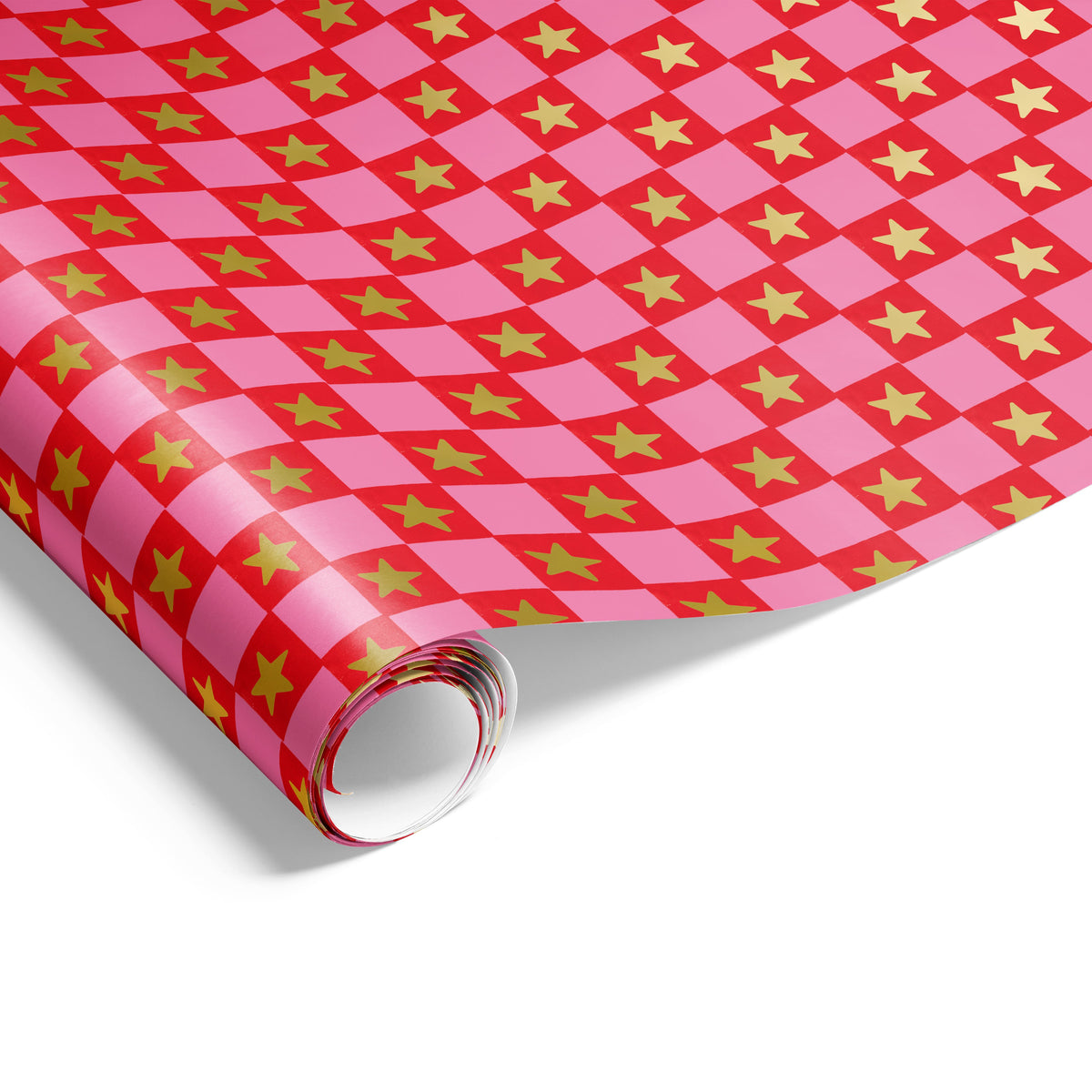 Star Check Wrap Red Pink Gum