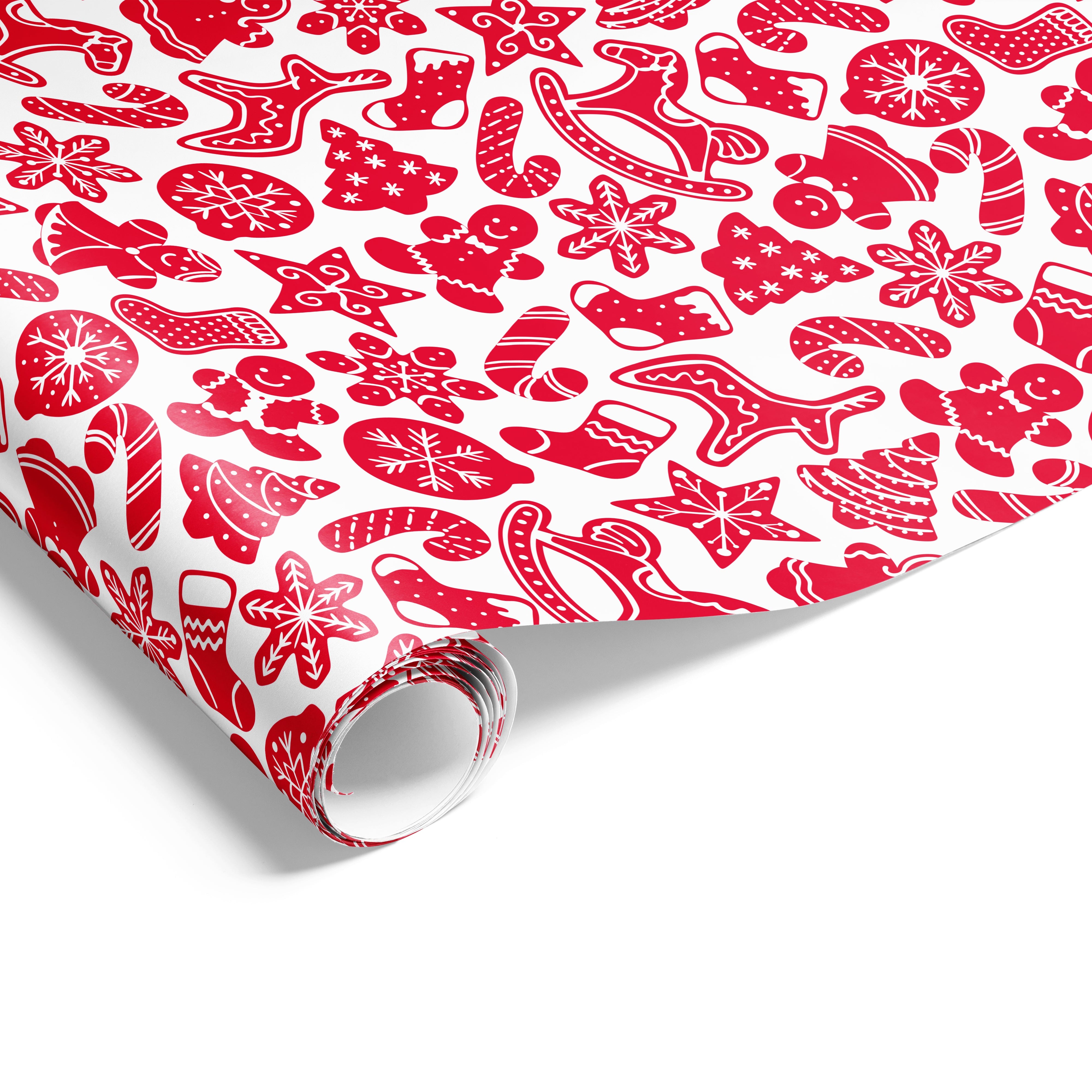 60cm Xmas Gingerbread Wrap Red