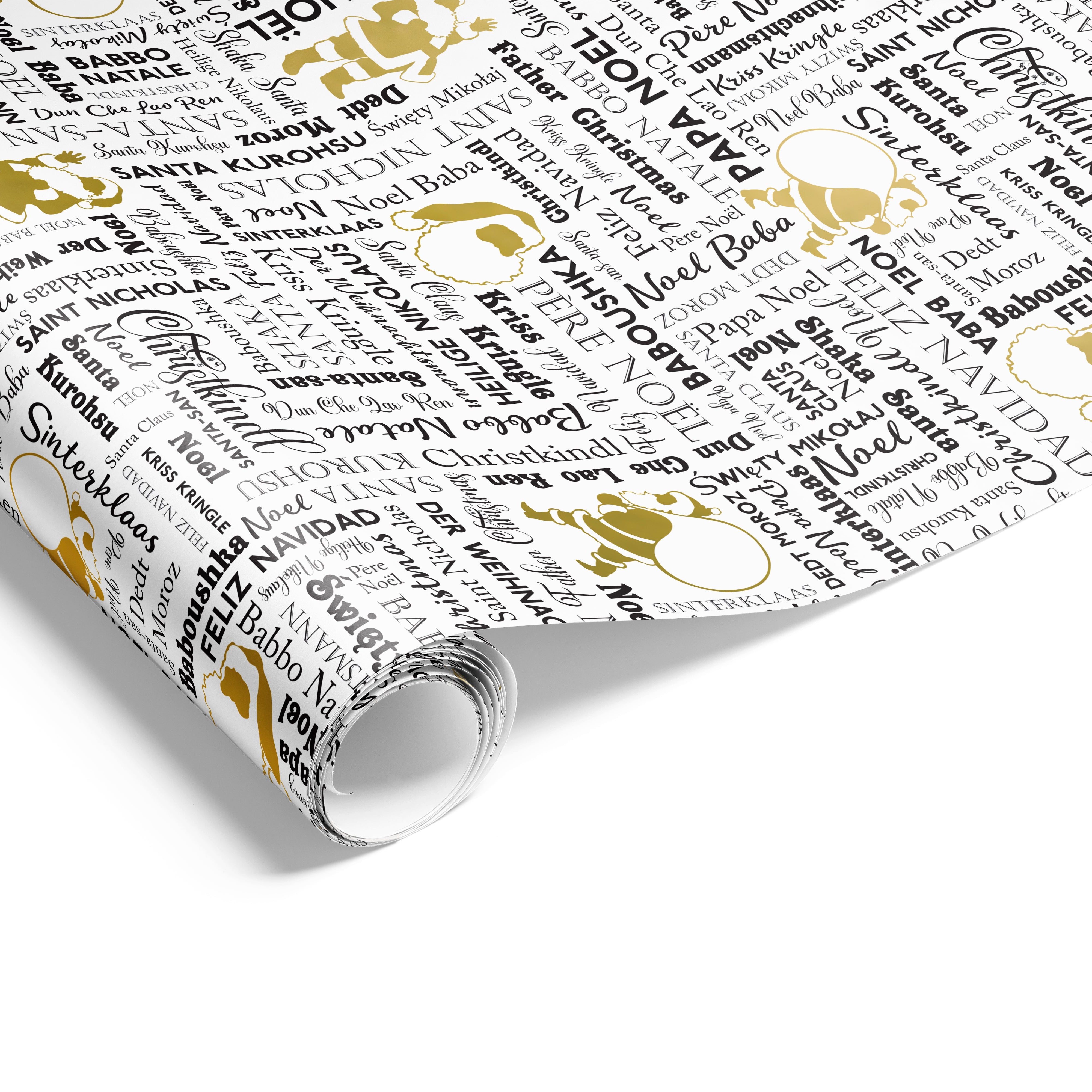60cm Santa Script Wrap Black Gold