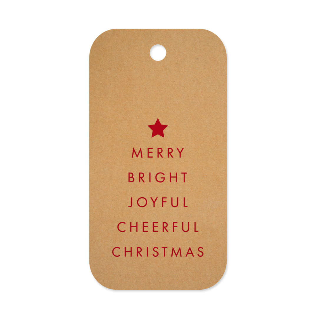 Gift Tags Xmas Cheer Red on Kraft - 20/pack