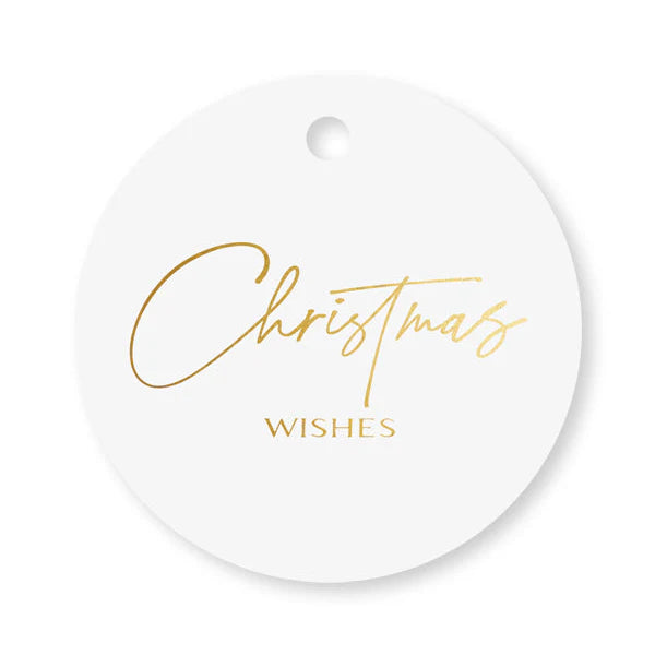 Gift Tag Christmas Wishes Gold - 20/pack
