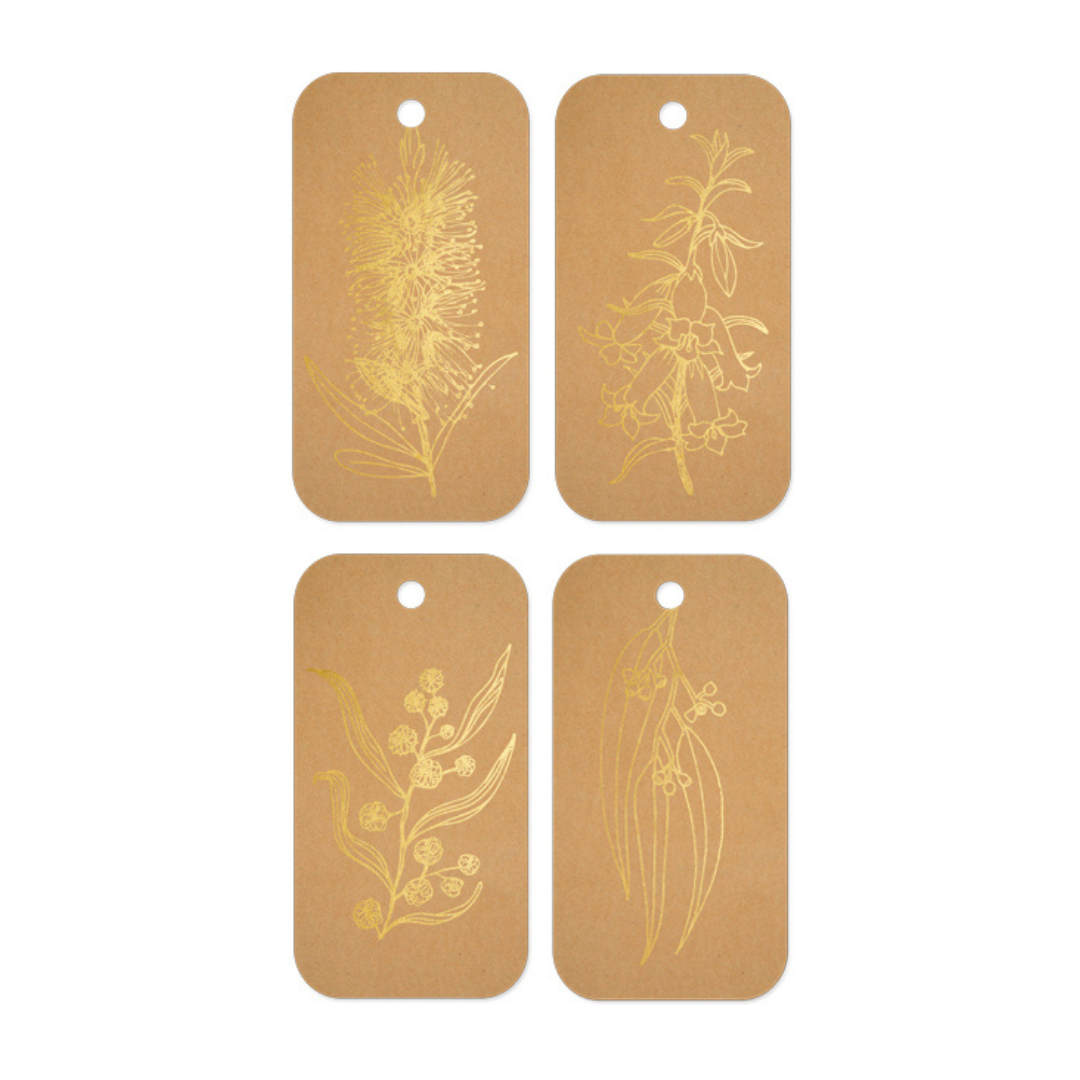 Gift Tag Botanical 4 Kraft - 20/pack