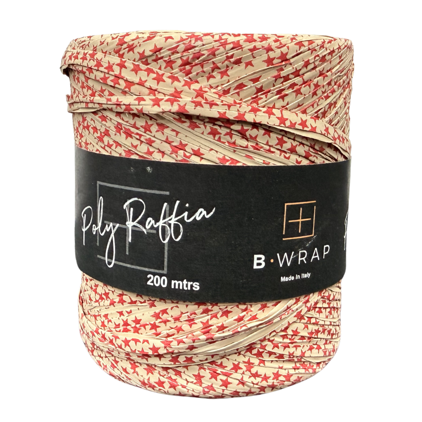 Star Raffia 5mm X 200mtrs Red on Natural