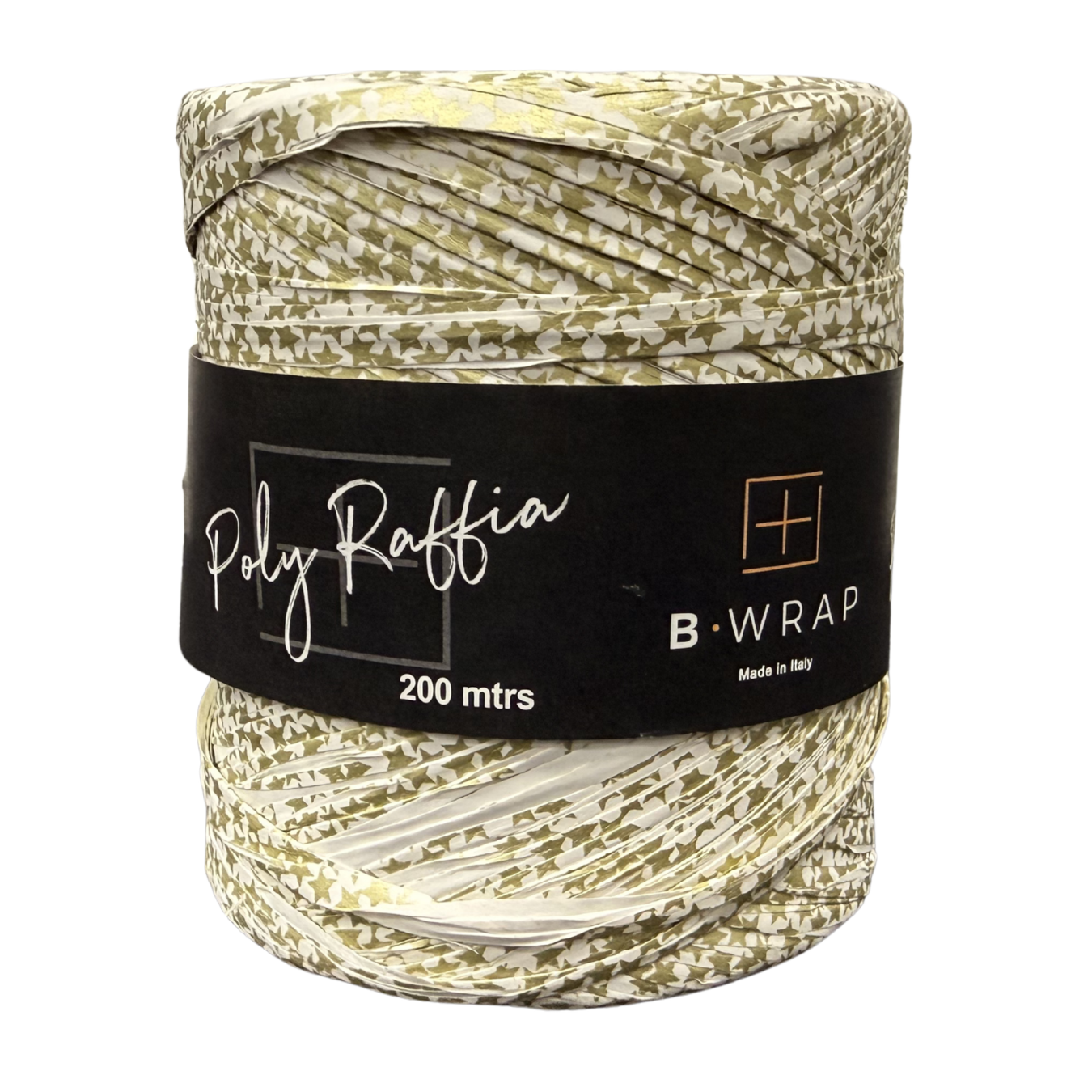 Star Raffia 5mm X 200mtrs Gold on White