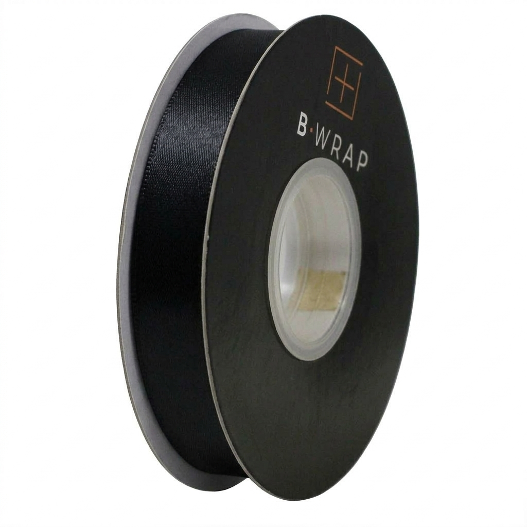 Double Sided Satin 25mm X 30mtrs Black