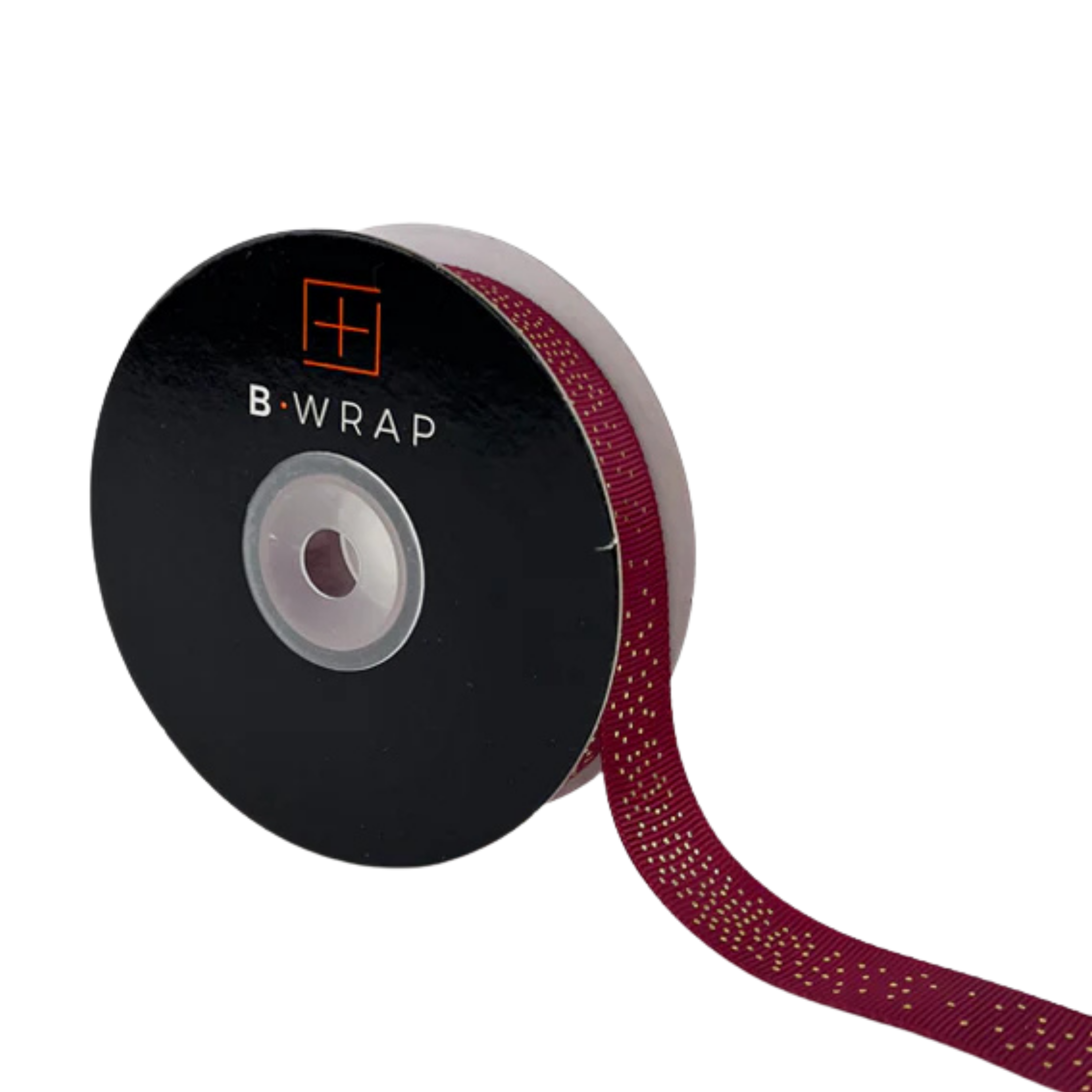 Grosgrain Gold Dots Burgundy 20mm X 20mtrs